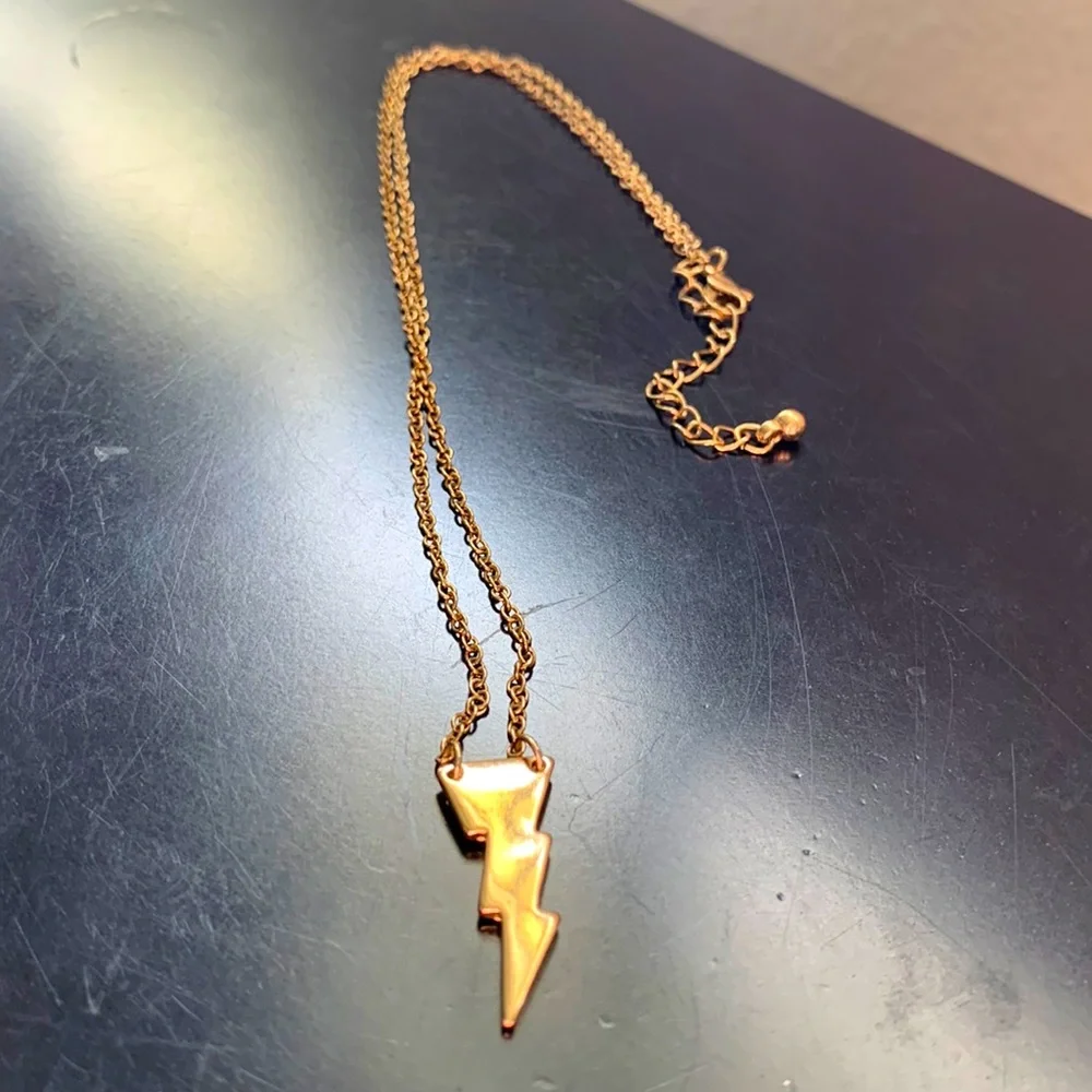 Gold Lightning Bolt Necklace - Picture 1 of 3